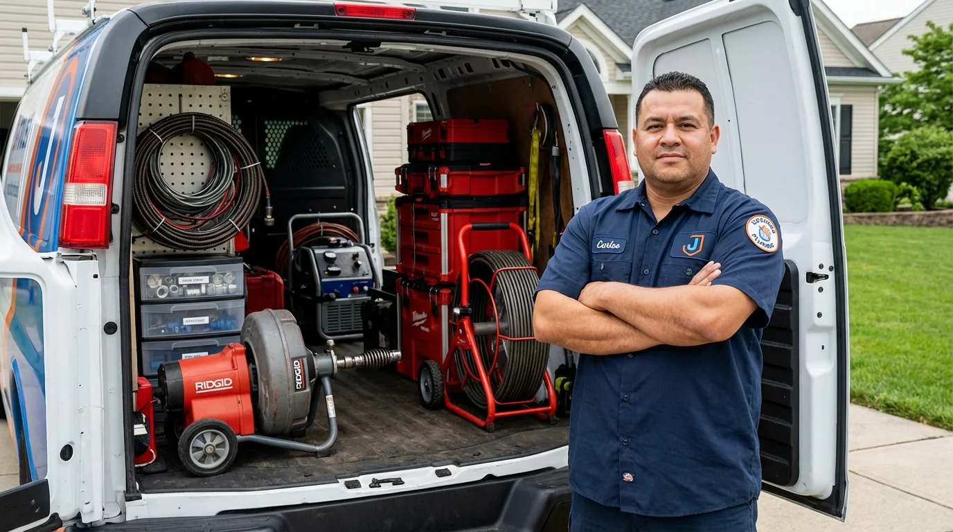 Professional drain cleaning equipment and Johns Plumbing LLC plumber in Martin