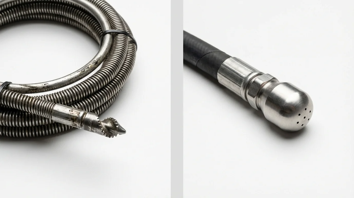 Drain snake cable and hydro jetting nozzle used for drain cleaning in Martin, SD