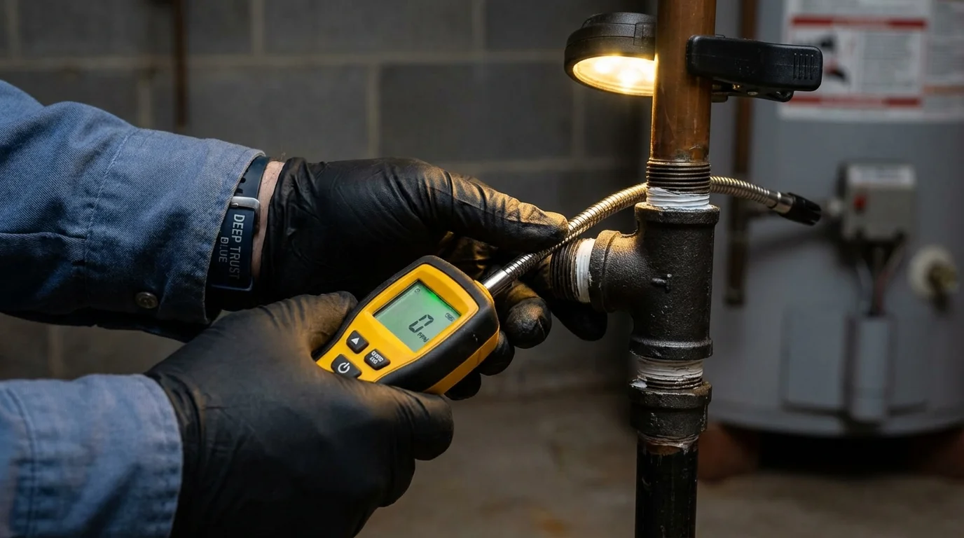 Gas leak detection with electronic sniffer by Johns Plumbing LLC in Martin