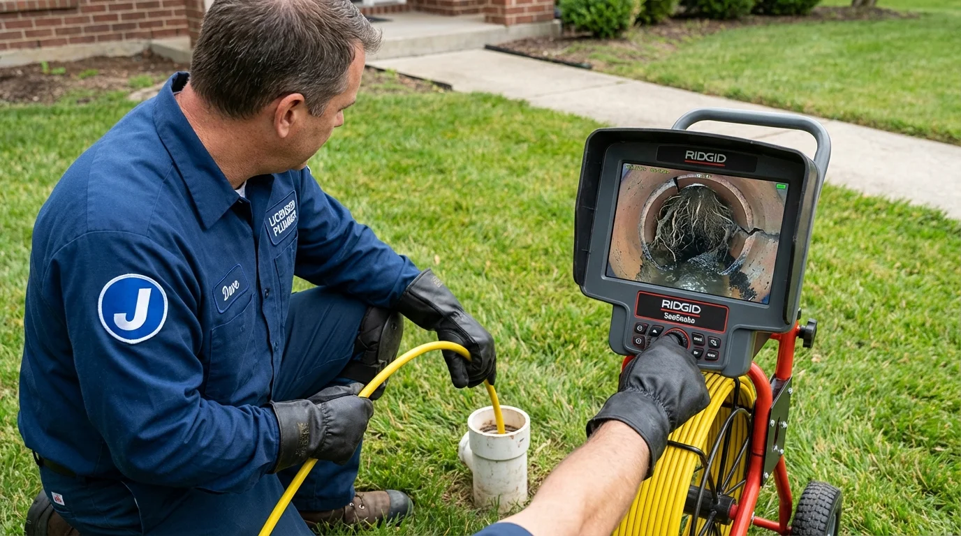 Sewer camera inspection being performed by Johns Plumbing LLC in Martin