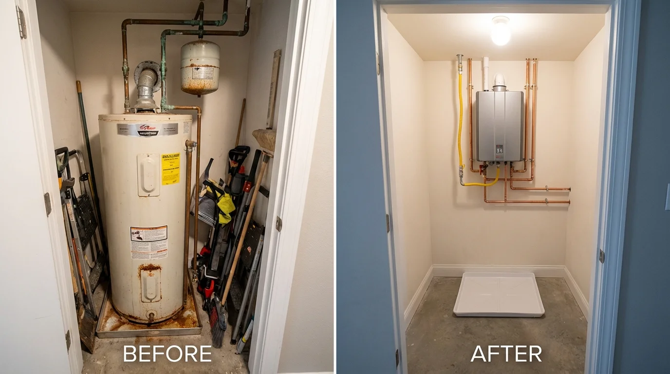 Tank water heater versus wall-mounted tankless unit comparison for Martin, SD homeowners